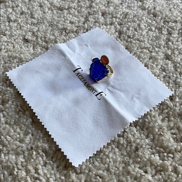 TAGLIAMONTE HANDMADE GLASS ITALIAN REAL CORRAL RING - Picture 5 of 7